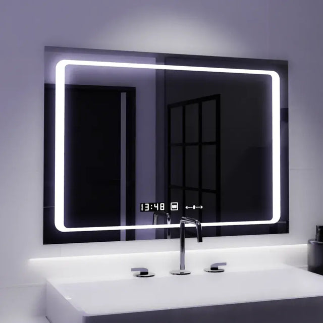 Oglinda Led Rectangulara, Sole Senzor Marcello, Sistem Dezaburire, Ceas & Termometru - vivimall.ro
