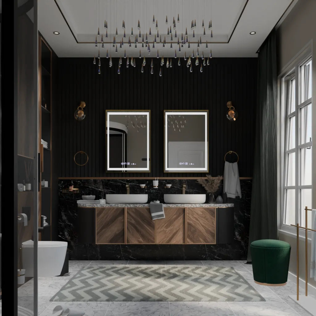 Oglinda Led Rectangulara, Verite Royale Gold Motion Glow Marcello, Sistem Dezaburire, Ceas & Termometru - vivimall.ro