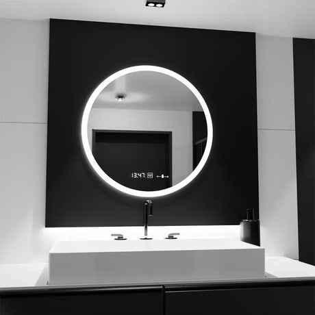 Oglinda Led Rotunda, 70Cm, Elysee Motionglow Marcello, Sistem Dezaburire, Ceas & Termometru - vivimall.ro