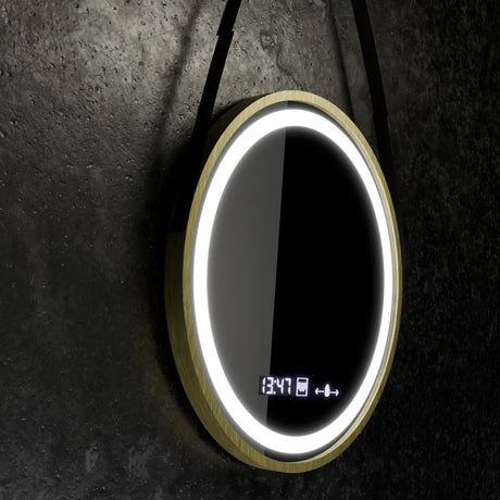 Oglinda Led Rotunda, 60Cm, Celeste Royale Gold Eleve Motionglow Marcello, Sistem Dezaburire, Ceas & Termometru - vivimall.ro