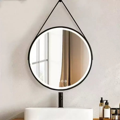 Oglinda Led Rotunda, 60Cm, Celeste Majeste Noir Eleve Motionglow Marcello, Sistem Dezaburire, Ceas & Termometru - vivimall.ro