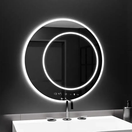 Oglinda Led Rotunda, 60Cm, July Touch Marcello, Sistem Dezaburire, Ceas & Termometru - vivimall.ro