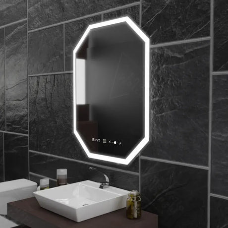 Oglinda Led Poligon, Ralya Senzor Motionglow Marcello, Sistem Dezaburire, Ceas & Termometru - vivimall.ro