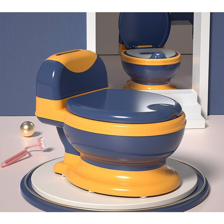 Olita Bebelusi, Pentru Copii 1 - 8 Ani, Model Toaleta Adulti, Colac Moale Pvc, Compartiment Detasabil, Cutie Depozitare Hartie, 34 X 32 X 19 Cm, Albastru/Portocaliu - vivimall.ro