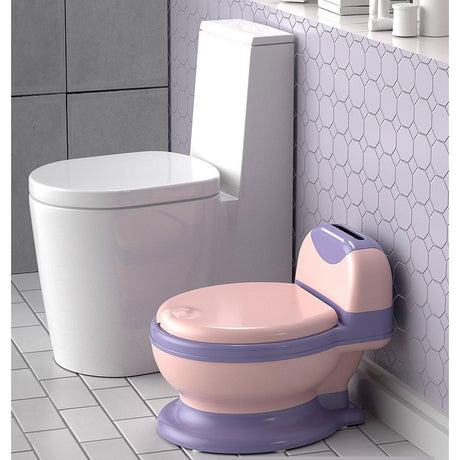 Olita Bebelusi, Vivimall, pentru Copii 1 - 8 Ani, Model Toaleta Adulti, Colac Moale PVC, Compartiment Detasabil, Cutie Depozitare Hartie, 34 x 32 x 19 cm, Roz/Mov - vivimall.ro