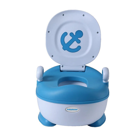 Olita pentru Copii, Vivimall, +1an, Portabila, Design cu Ancora, cu Capac, Model Prietenos, Non-Toxic, Compartiment Detasabil, cu Manere, cu 4 Picioare, Usor de Curatat, 46*33*32 cm, Albastru - vivimall.ro