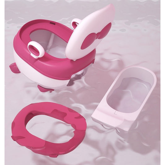 Olita Pentru Copii, +1An, Portabila, Design Cu Fundita, Cu Capac, Model Prietenos, Non-Toxic, Compartiment Detasabil, Cu Manere, Cu 4 Picioare, Usor De Curatat, 46*33*32 Cm, Roz - vivimall.ro