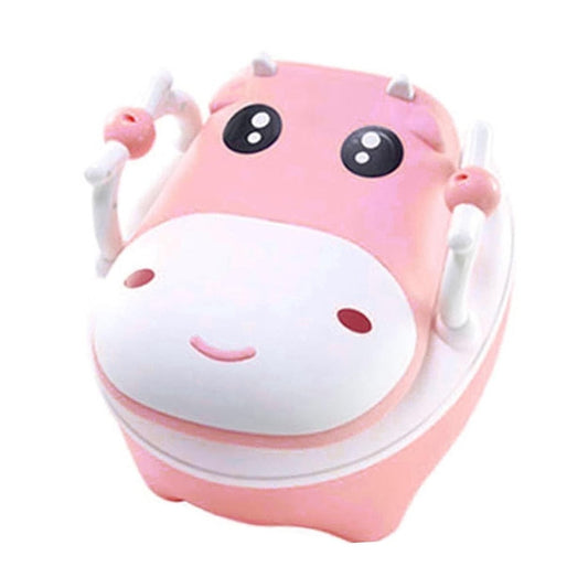 Olita pentru Copii, Vivimall, +1an, Portabila, Design Vacuta cu Capac, Model Prietenos, Non-Toxic, cu Manere, Compartiment Detasabil, Perie Inclusa, Usor de Curatat, Roz