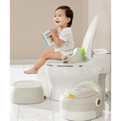 Olita Pentru Copii, 3 In 1, Detasabila, Inaltator, Reductor Wc, Cu Capac, 100 De Saci De Unica Folosinta, Gri - vivimall.ro