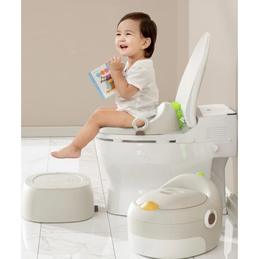 Olita Pentru Copii, 3 In 1, Detasabila, Inaltator, Reductor Wc, Cu Capac, 100 De Saci De Unica Folosinta, Gri - vivimall.ro