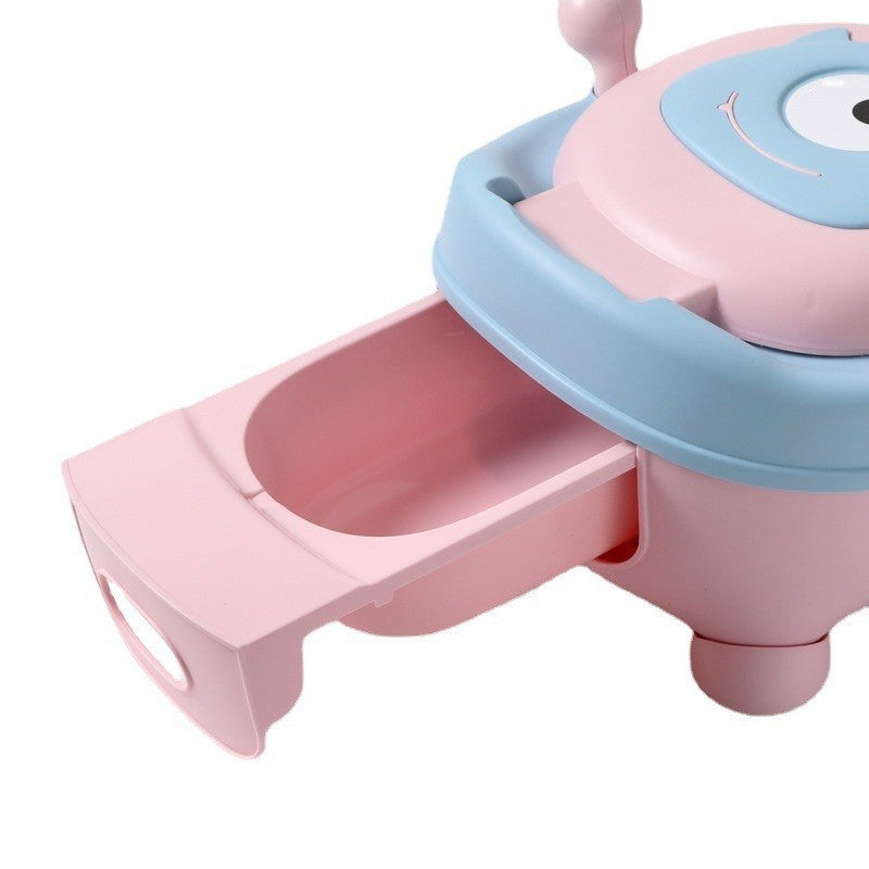 Olita Pentru Copii, +6 Luni, Compartiment Detasabil, Cu Capac, Antiderapanta, Din Plastic, Colac Moale, Model Animat Ciclop, Cu Maner, 33 X 21 X 45 Cm, Albastru/Roz - vivimall.ro