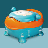 Olita Pentru Copii, +6 Luni, Compartiment Detasabil, Cu Capac, Antiderapanta, Din Plastic, Colac Moale, Model Animat Ciclop, Cu Maner, 33 X 21 X 45 Cm, Albastru/Portocaliu - vivimall.ro