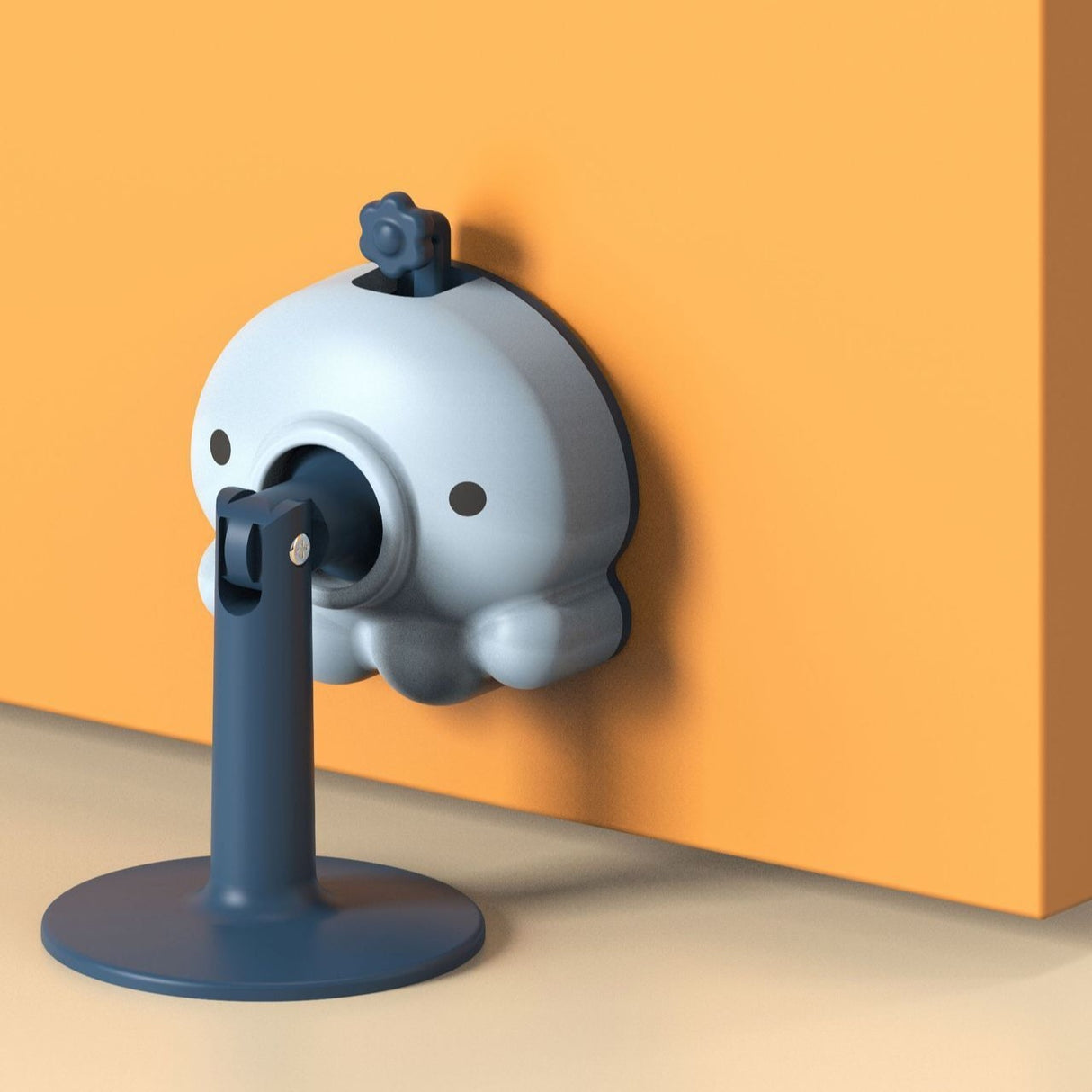 Opritor de Usa, Flippy, din Silicon, cu Prindere de Podea, Anti-Coliziune, 5.5 x 5.5 x 5.5cm, Albastru