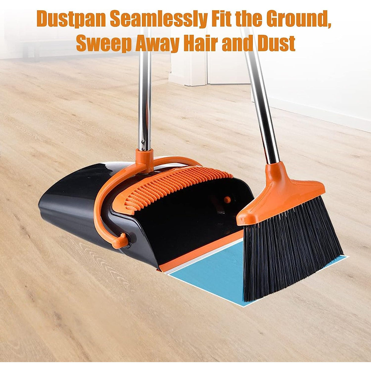 Set matura si faras cu coada, Flippy, Pentru uz casnic, Plastic/Otel, Portocaliu/Negru, Depozitare verticala, 26x25.5x83 cm