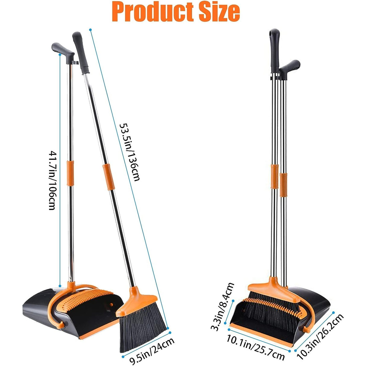 Set matura si faras cu coada, Flippy, Pentru uz casnic, Plastic/Otel, Portocaliu/Negru, Depozitare verticala, 26x25.5x83 cm