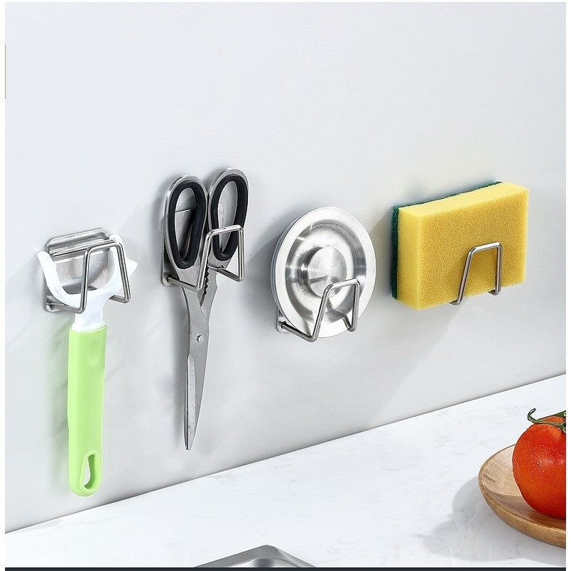 Organizator Bucatarie Cu Adeziv, Carlig-Suport Pentru Burete, Accesorii Bucatarie, 5X5X3,5 Cm, Otel Inoxidabil - vivimall.ro