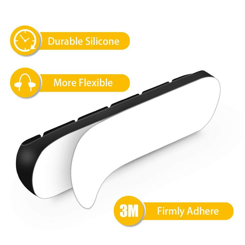 Organizator Cabluri, Flippy, Cable Clips, Fixare Dublu Adeziv, Silicon, 3 Sloturi, Negru - vivimall.ro