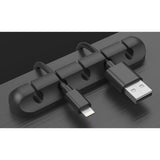 Organizator Cabluri, Flippy, Cable Clips, Fixare Dublu Adeziv, Silicon, 5 Sloturi, Negru - vivimall.ro