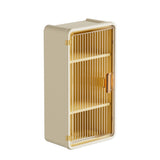 Organizator Cosmetice, Montare Pe Perete Fara Perforare, 36.5X10.9X20 Cm, Cu 3 Rafturi, Din Pp Si Abs, Bej, Usa Transparenta - vivimall.ro