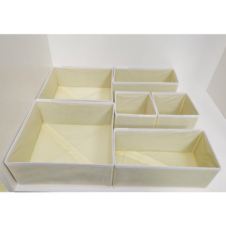 Organizator Pentru Sertar, 3 Marimi, Pentru Lenjerie, Tricouri, Sosete, 6 Piese, Pliabil, Stivuibil, Din Tesatura