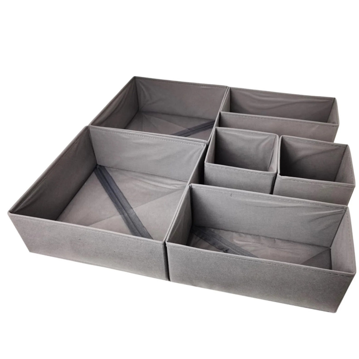 Organizator Pentru Sertar, 3 Marimi, Pentru Lenjerie, Tricouri, Sosete, 6 Piese, Pliabil, Stivuibil, Din Tesatura