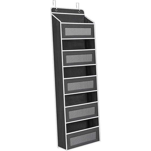 Organizator Suspendat pentru Usi, Flippy, din Nailon si Plasa, Baza de Carton Ingrosat, 5 Buzunare Principale + 5 Buzunare Laterale, 146 x 40 x 17 cm, 2 Carlige Incluse, Negru