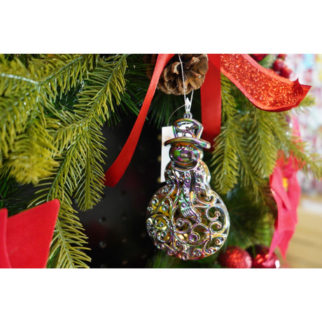 Ornament brad de Craciun, Iridescent, in forma de Om de zapada, 8 cm x 13 cm, Plastic, Flippy - vivimall.ro