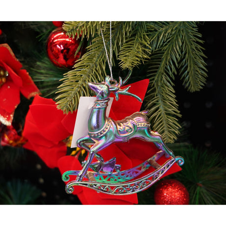 Ornament brad de Craciun, Iridescent, in forma de Ren, 11 cm x 11 cm, Plastic, Flippy - vivimall.ro