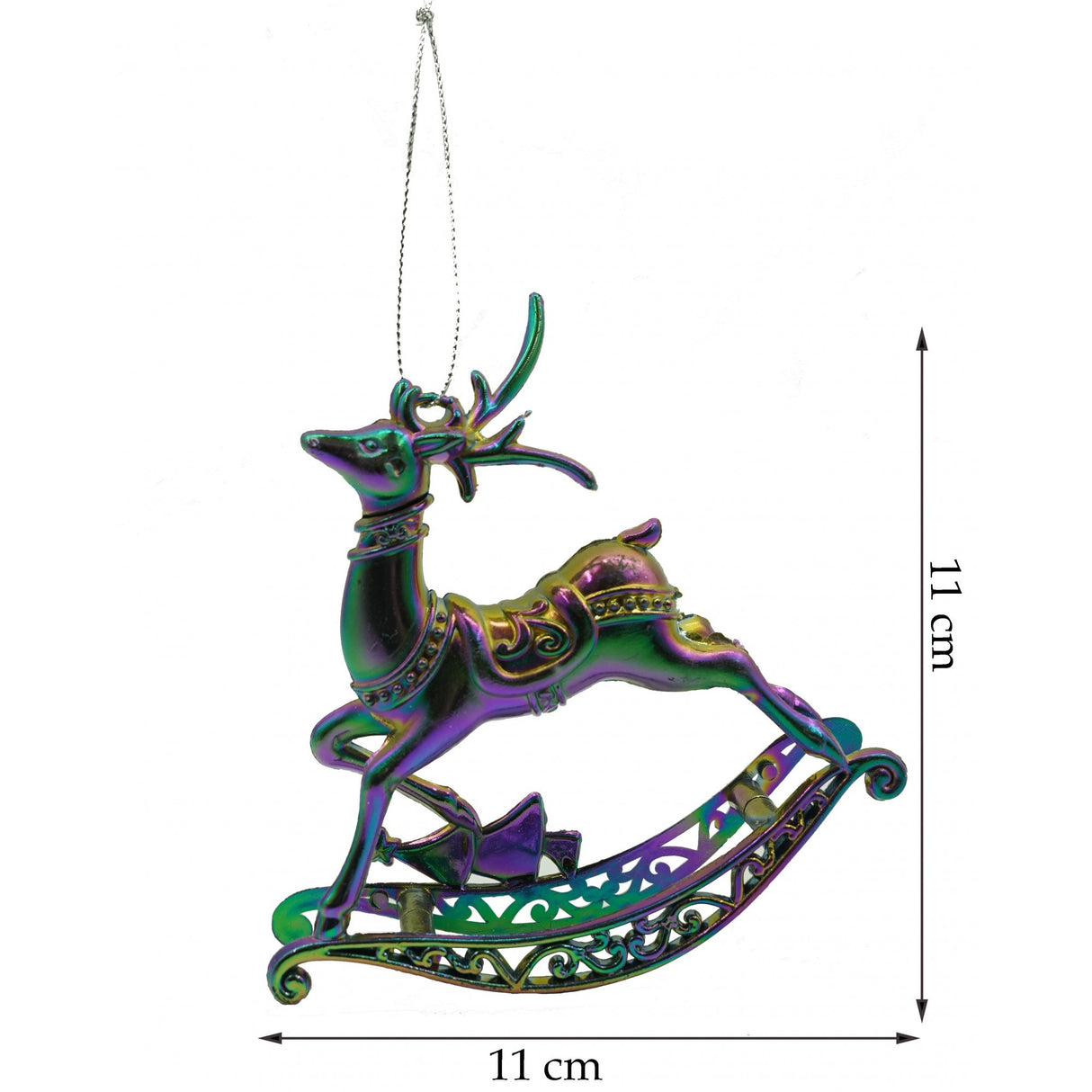 Ornament brad de Craciun, Iridescent, in forma de Ren, 11 cm x 11 cm, Plastic, Flippy - vivimall.ro