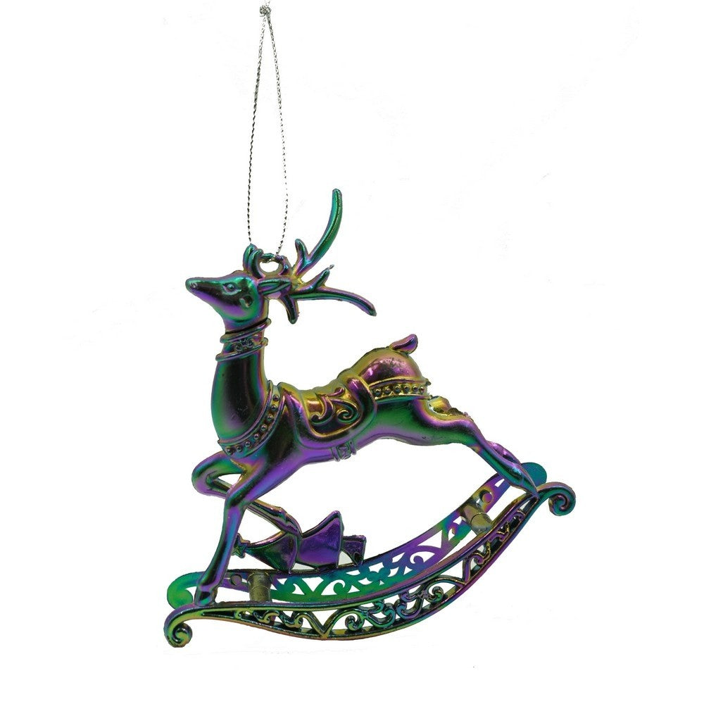 Ornament Brad De Craciun, Iridescent, In Forma De Ren, Plastic