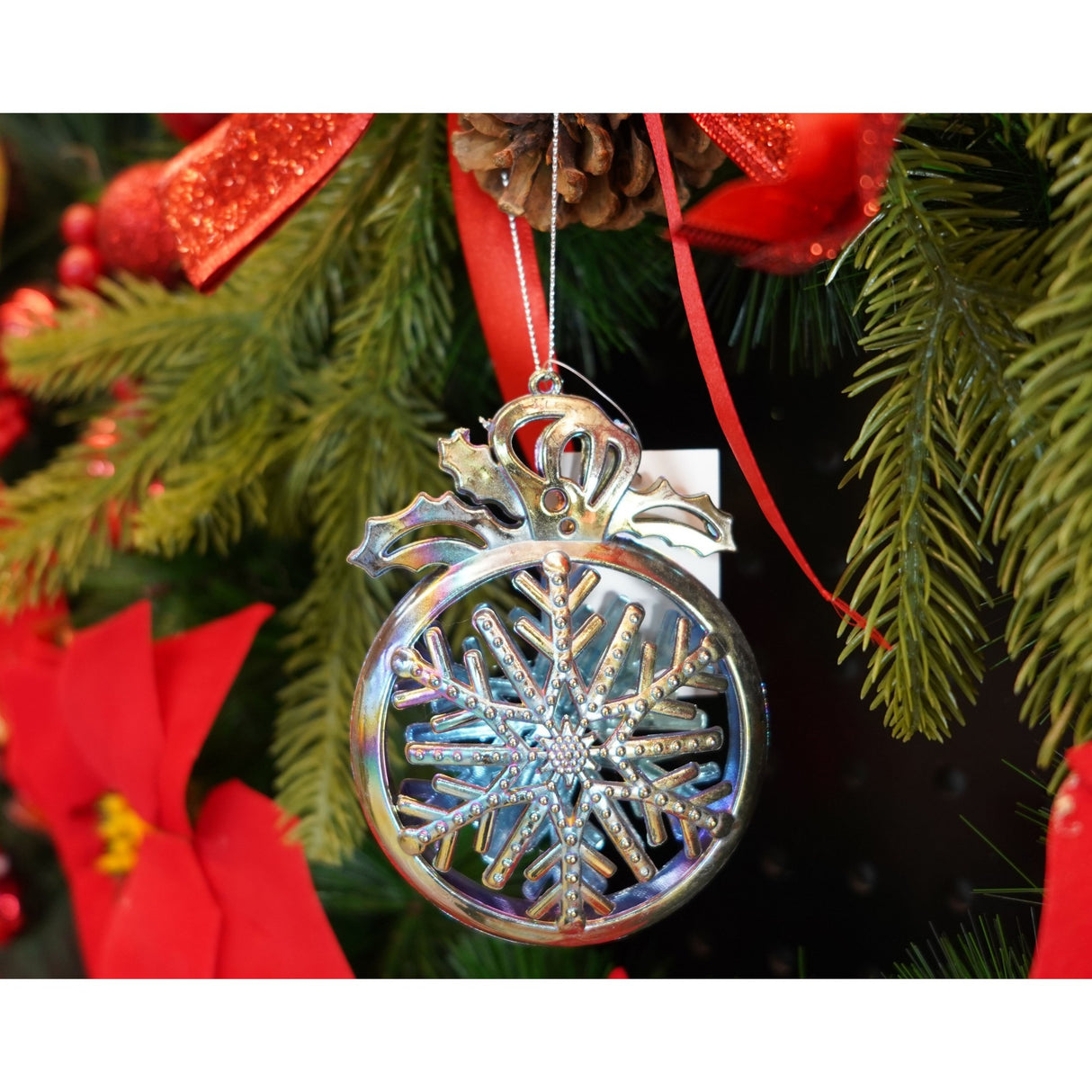 Ornament Brad De Craciun, Iridescent, Rotund, Plastic