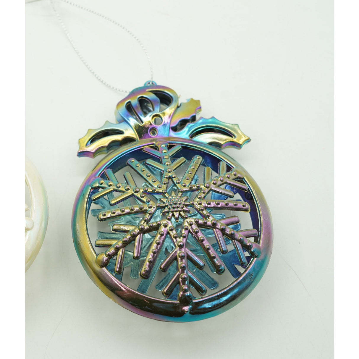 Ornament Brad De Craciun, Iridescent, Rotund, Plastic