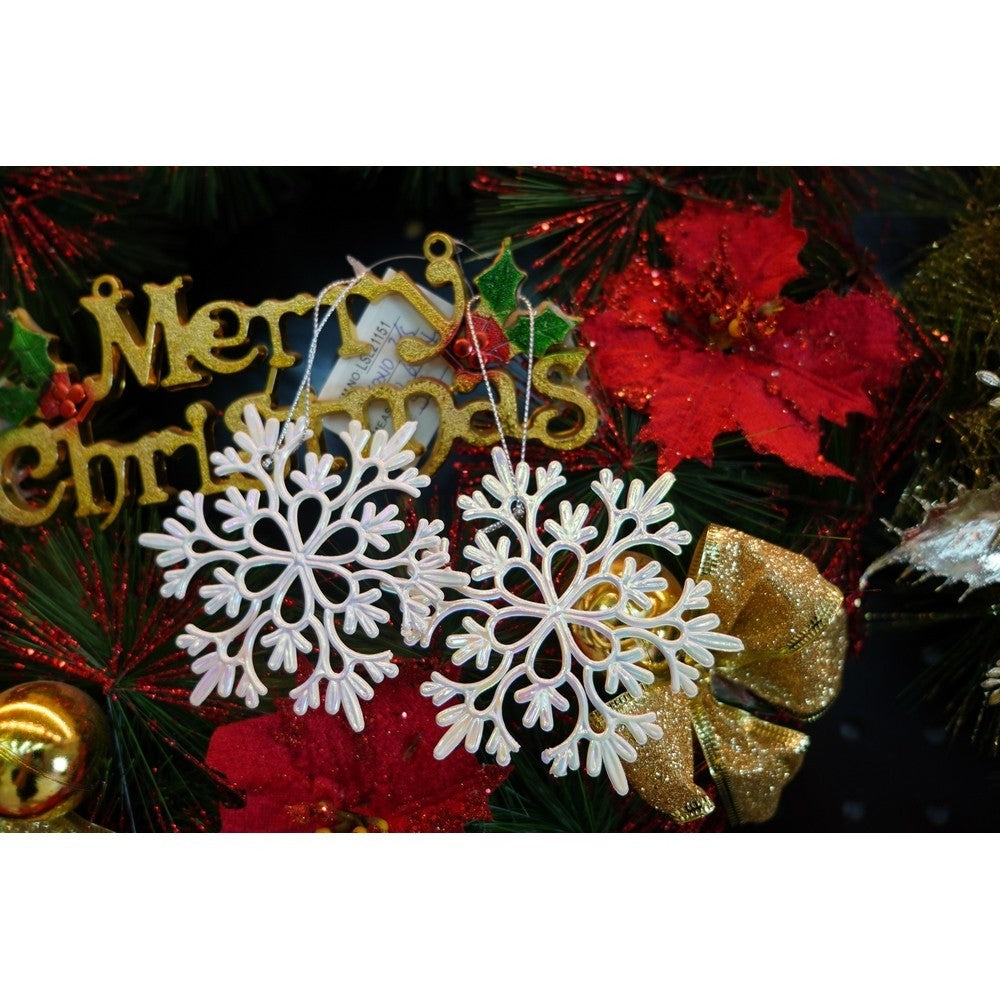 Ornament Brad De Craciun, Perlat, In Forma De Fulg De Nea, Plastic