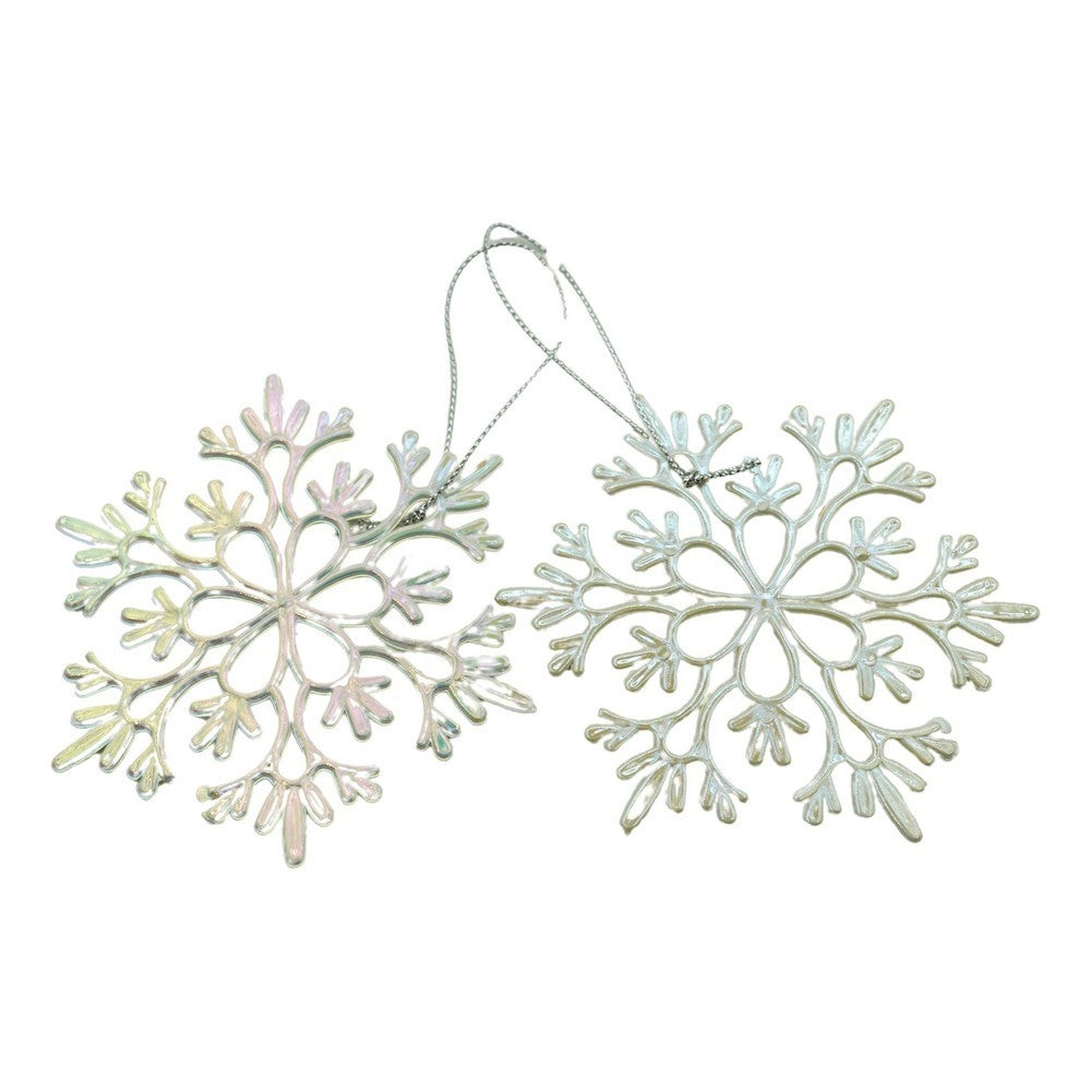 Ornament Brad De Craciun, Perlat, In Forma De Fulg De Nea, Plastic