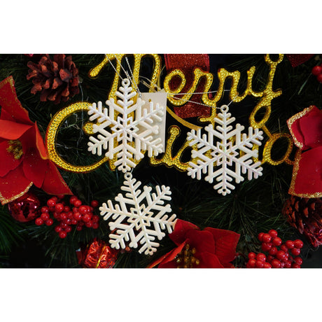 Ornament brad de Craciun, Perlat, in forma de Fulg de nea, 8 cm x 8 cm, Plastic, Flippy - vivimall.ro