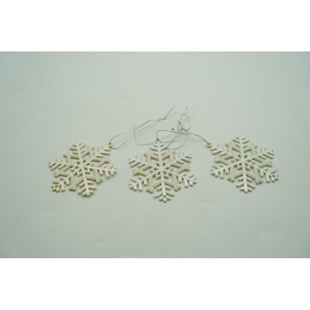 Ornament Brad De Craciun, Perlat, In Forma De Fulg De Nea, Plastic