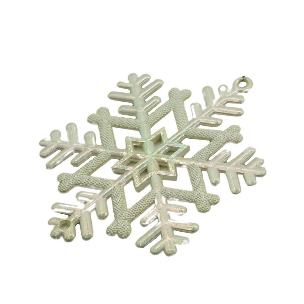 Ornament Brad De Craciun, Perlat, In Forma De Fulg De Nea, Plastic