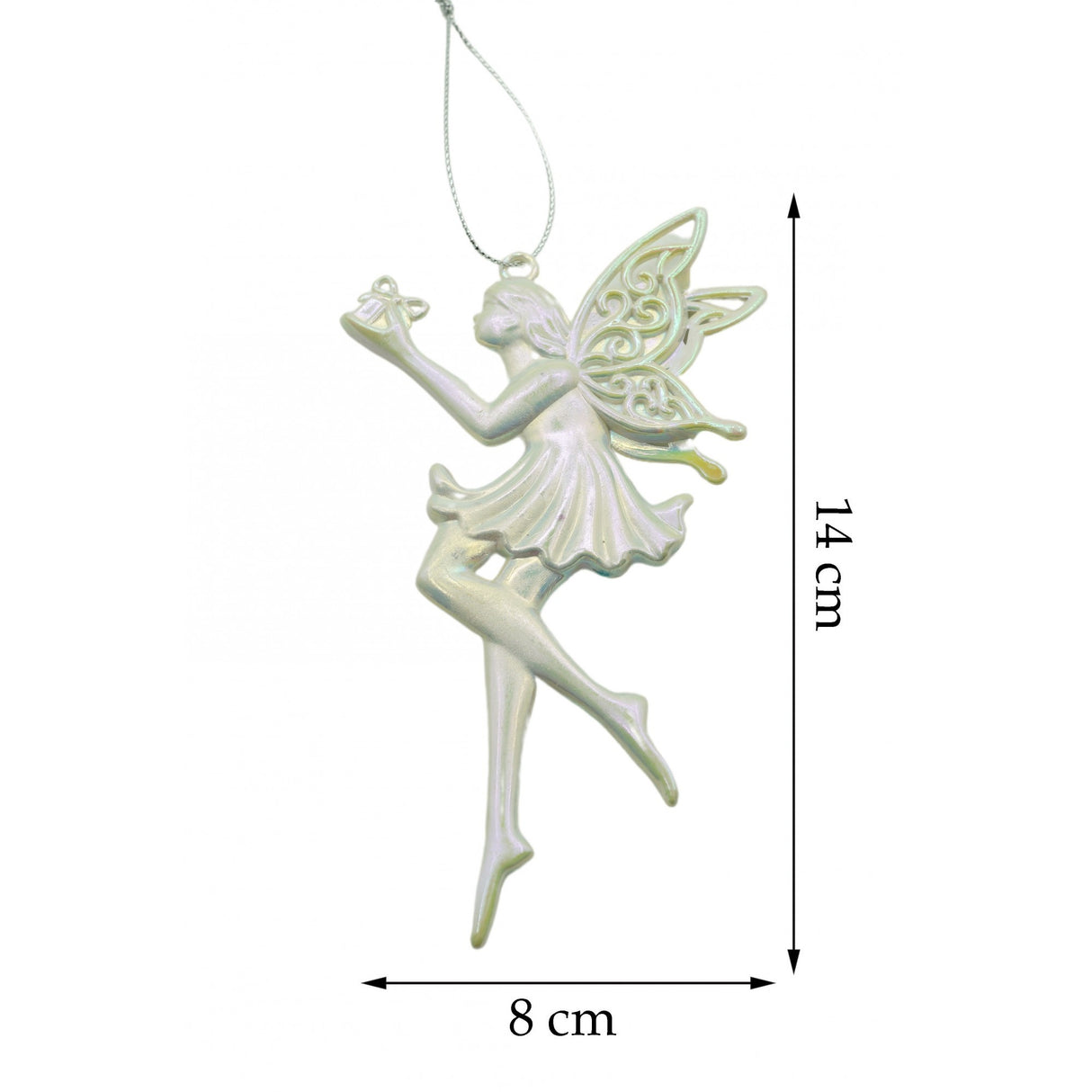 Ornament Brad De Craciun, Perlat, In Forma De Inger, Plastic