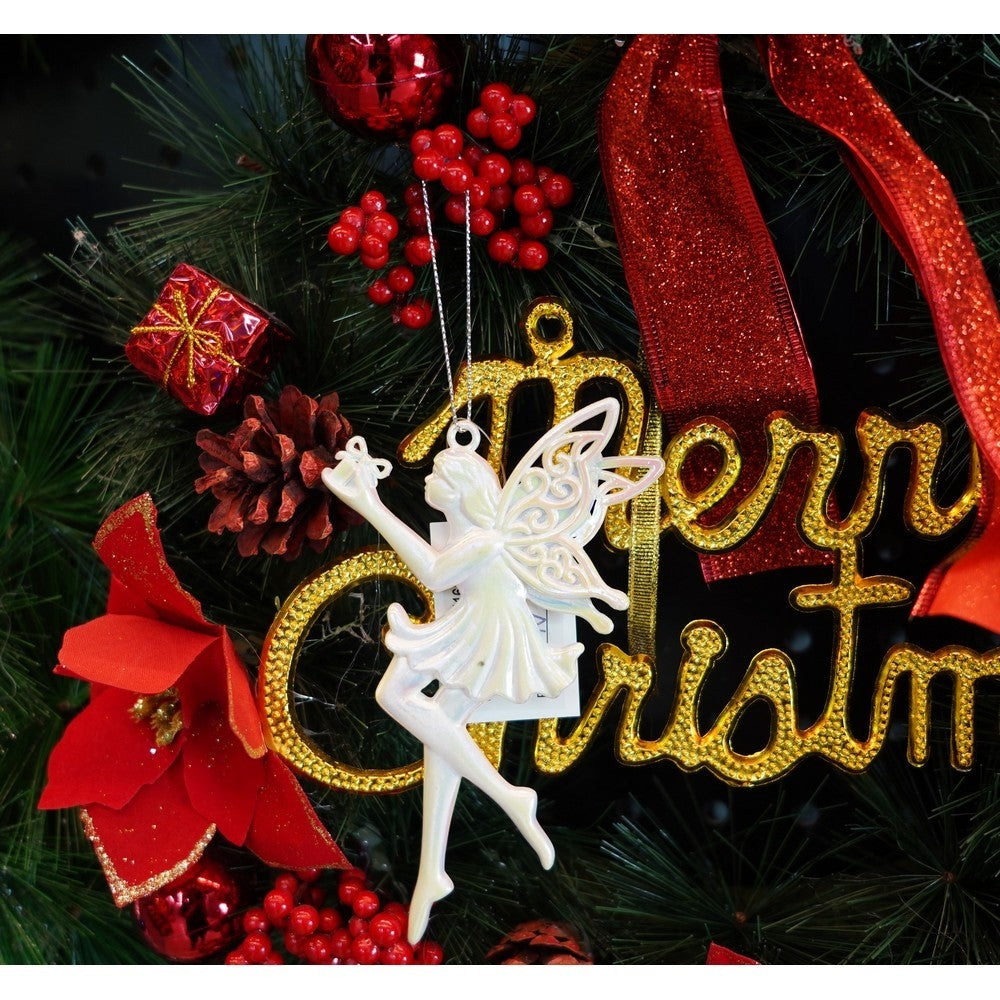Ornament Brad De Craciun, Perlat, In Forma De Inger, Plastic