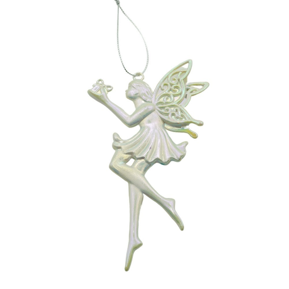 Ornament Brad De Craciun, Perlat, In Forma De Inger, Plastic