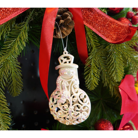 Ornament brad de Craciun, Perlat, in forma de Om de zapada, 8 cm x 13 cm, Plastic, Flippy - vivimall.ro