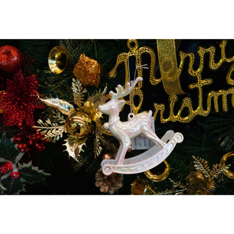 Ornament brad de Craciun, Perlat, in forma de Ren, 11 cm x 11 cm, Plastic, Flippy - vivimall.ro