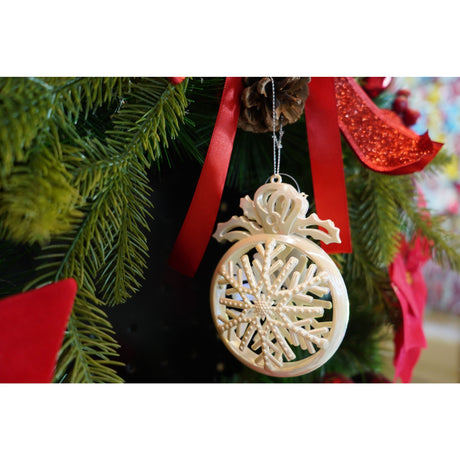 Ornament brad de Craciun, Perlat, Rotund, 8 cm x 11 cm, Plastic, Flippy - vivimall.ro