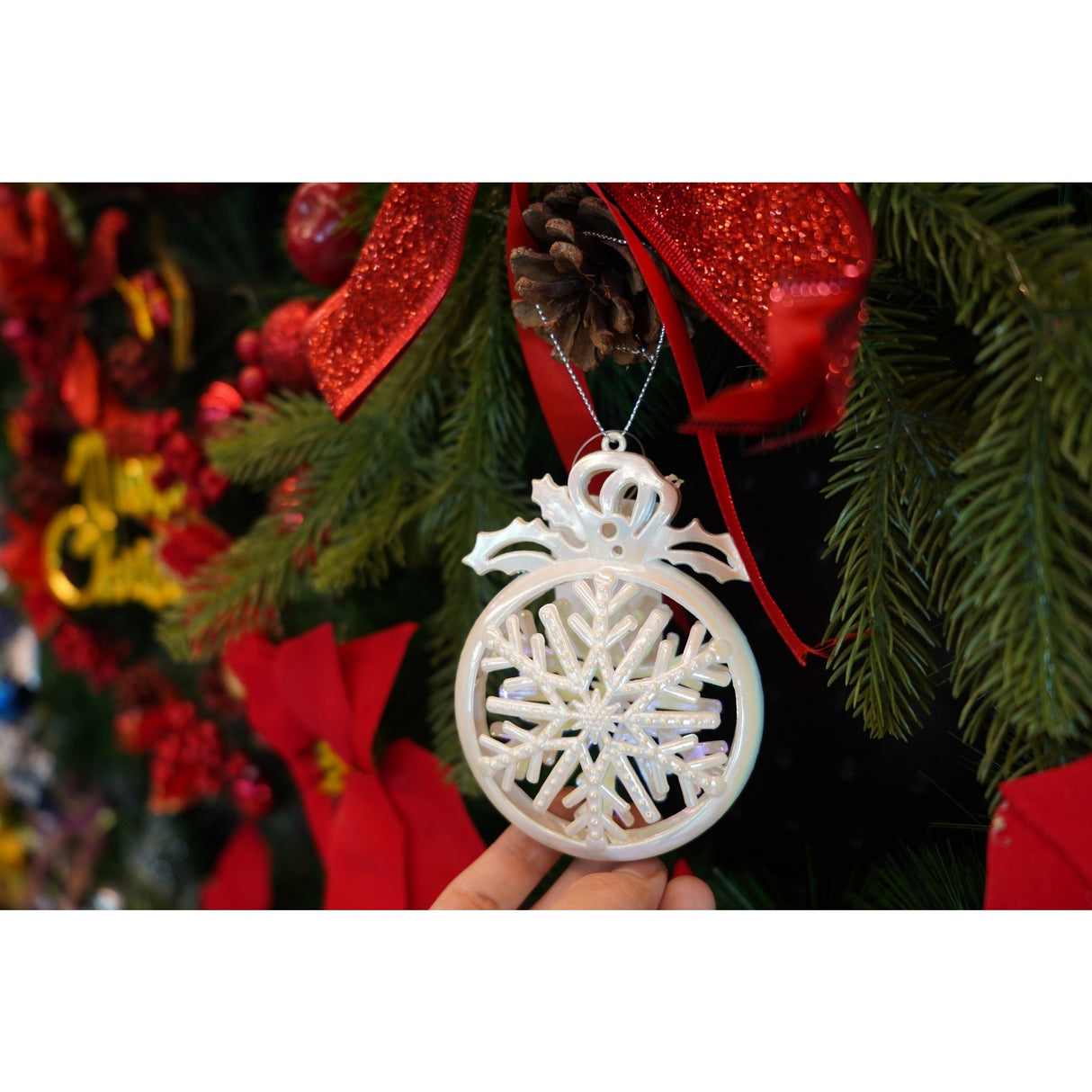 Ornament Brad De Craciun, Perlat, Rotund, Plastic