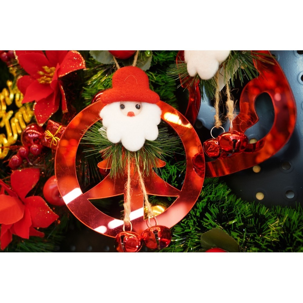 Ornament brad, Flippy, Brad cu clopotei, Rosu, Lucios, 15*20CM, Acril, Interior/ Exterior - vivimall.ro