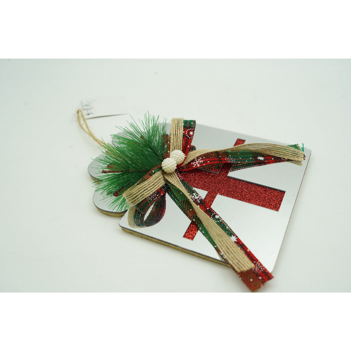 Ornament brad, Flippy, Cadou, Argintiu, Lucios, 14*15CM, Acril, Interior/ Exterior - vivimall.ro