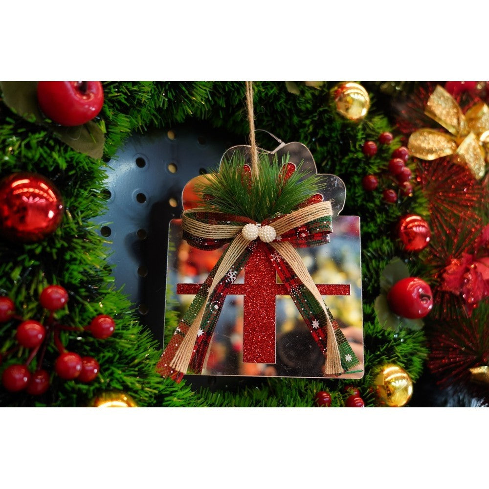 Ornament Brad, Cadou, Lucios, 14*15Cm, Acril, Interior/ Exterior