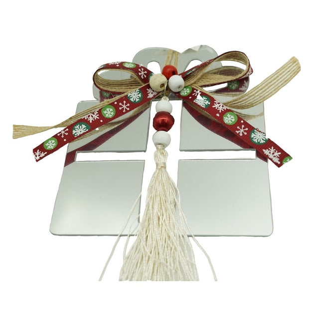 Ornament brad, Flippy, Cadou, Argintiu, Lucios, 14*26CM, Acril, Interior/ Exterior - vivimall.ro