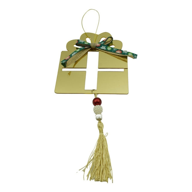 Ornament brad, Flippy, Cadou, Auriu, Lucios, 16*28CM, Acril, Interior/ Exterior - vivimall.ro