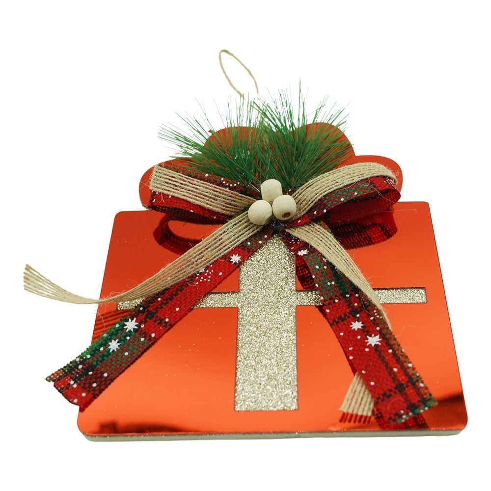 Ornament brad, Flippy, Cadou, Rosu, Lucios, 15*15CM, Acril, Interior/ Exterior - vivimall.ro